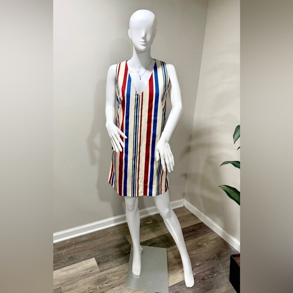 Pomander Place Kira Stripe Mini Dress XS NWT Cotton Lined Coastal Preppy Chic - Picture 2 of 10
